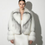 Arctic Marble Fox Fur Shadow White Coat: Women's Luxury Handmade Jacket