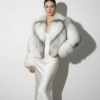 Arctic Marble Fox Fur Shadow White Coat: Women's Luxury Handmade Jacket