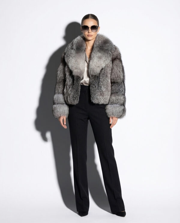 Grey Frost Fox Fur Coat: Women's Luxury Jacket