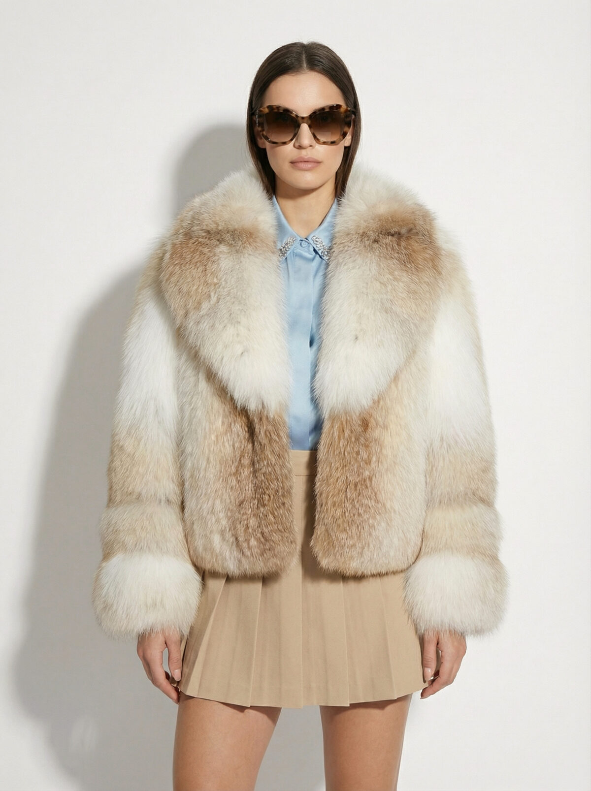 Amber Fox Fur Coat: Women's Luxury Handmade Jacket