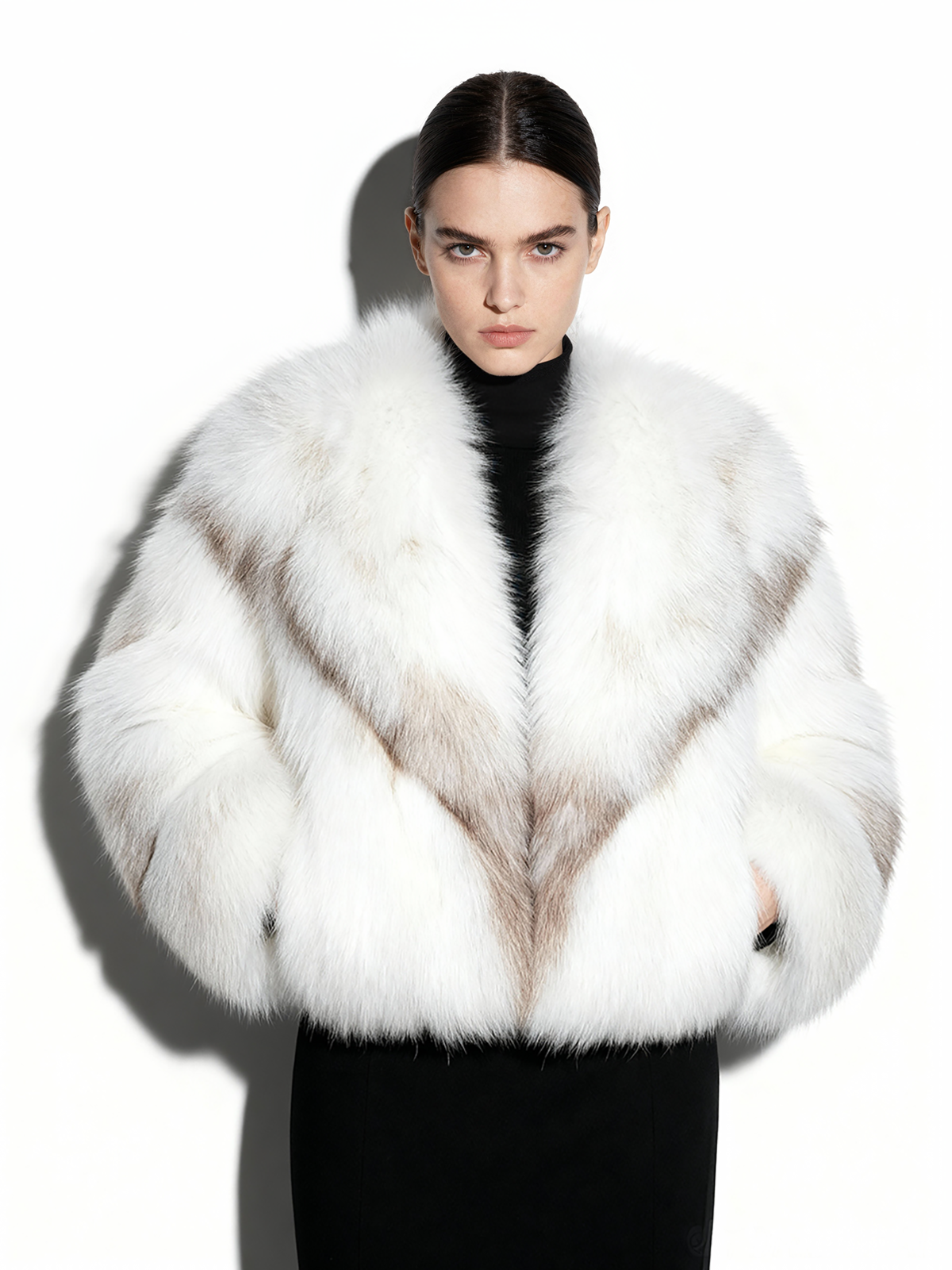 White Amber Fox Fur Coat