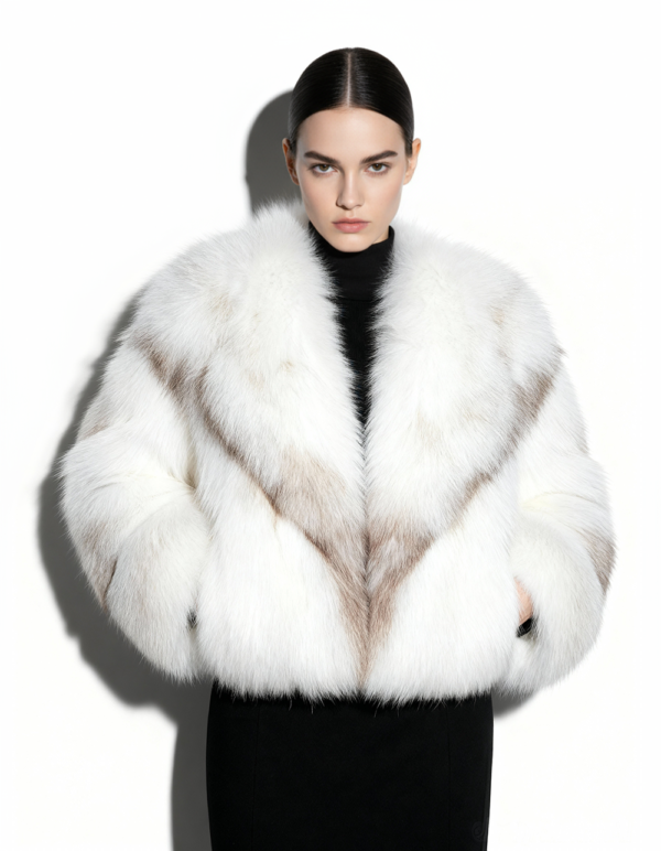 White Amber Fox Fur Coat: Women's Luxury Handmade Jacket