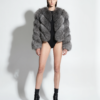 248 Grey Frost Fox Fur Diagonal Layer Jacket