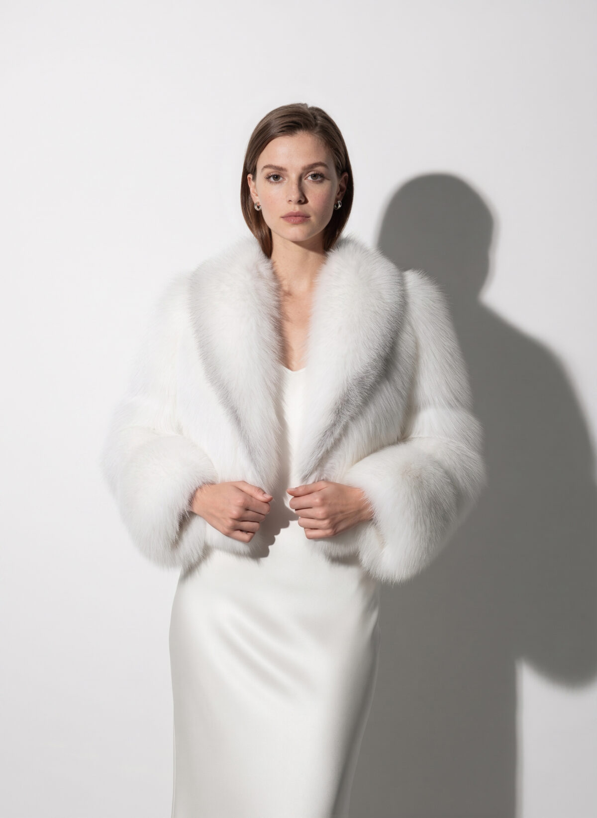 White Shadow Fox Fur Crop Jacket