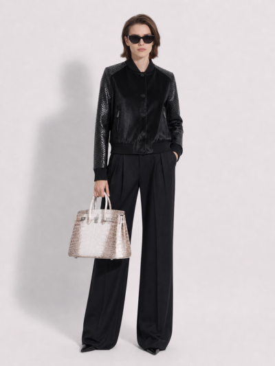 Ponyhair and Python Skin Bomber Jacket