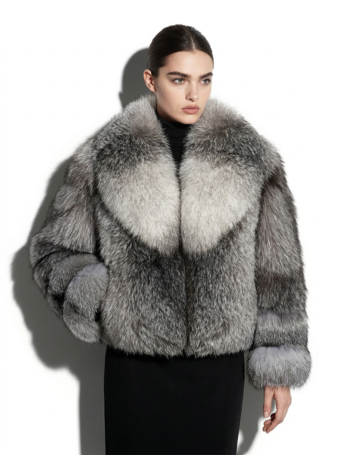 Grey Frost Fox Fur Jacket