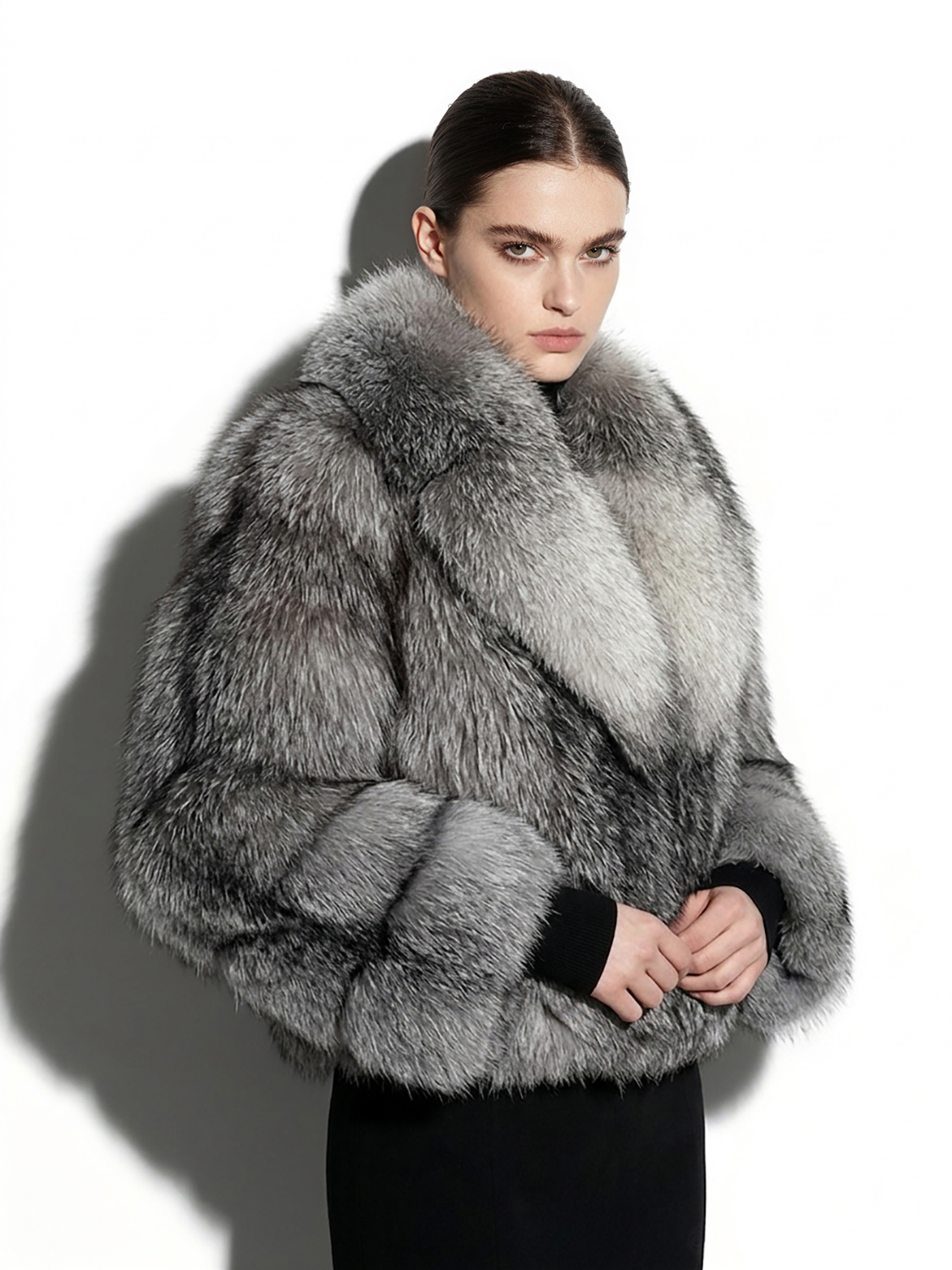 Grey Frost Fox Fur Jacket