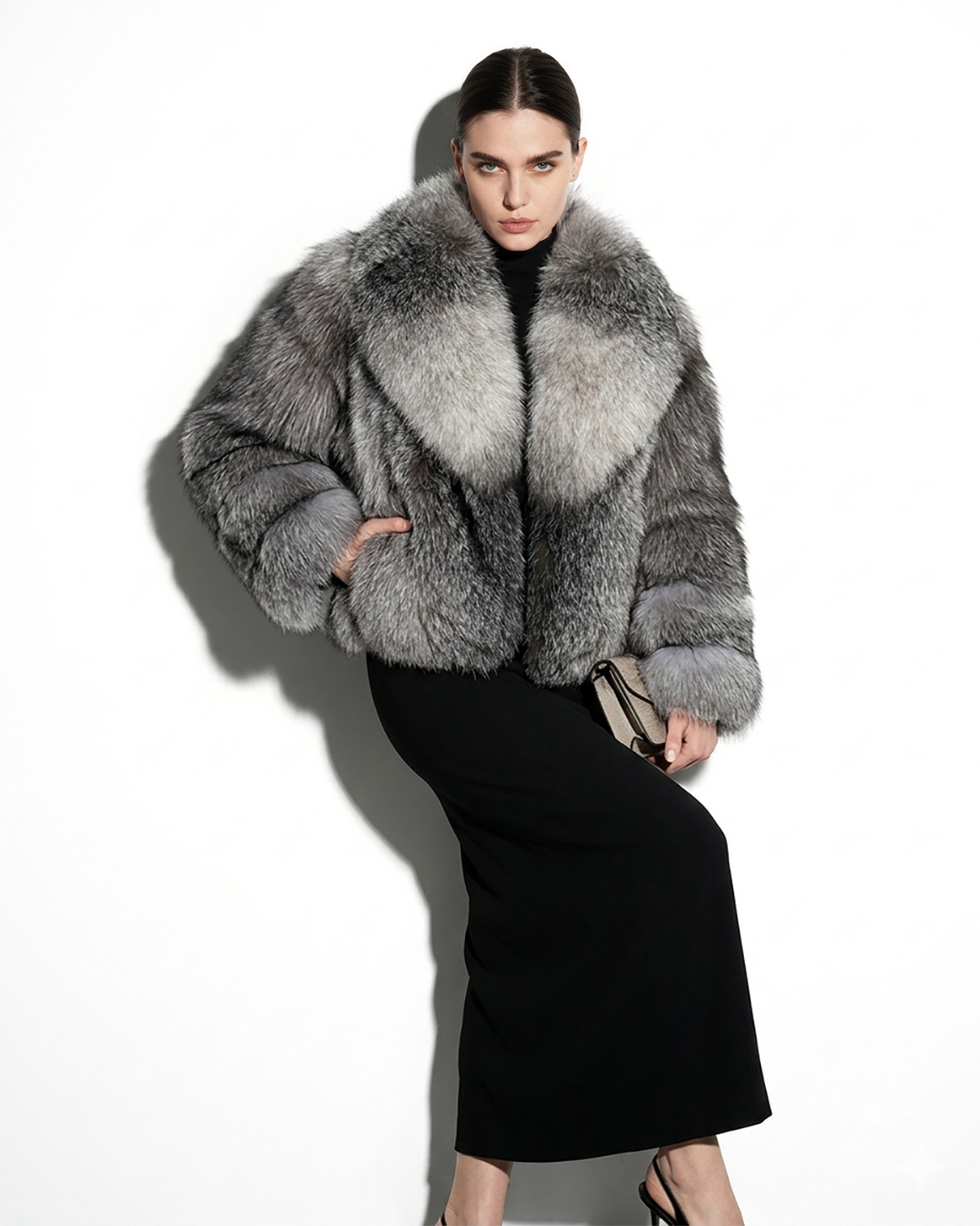 Grey Frost Fox Fur Jacket