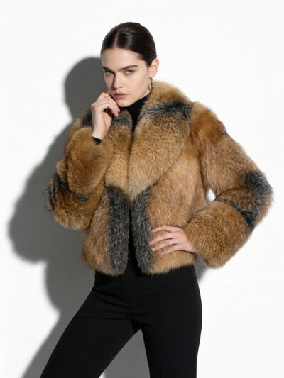 Gold Cross Fox Fur Jacket