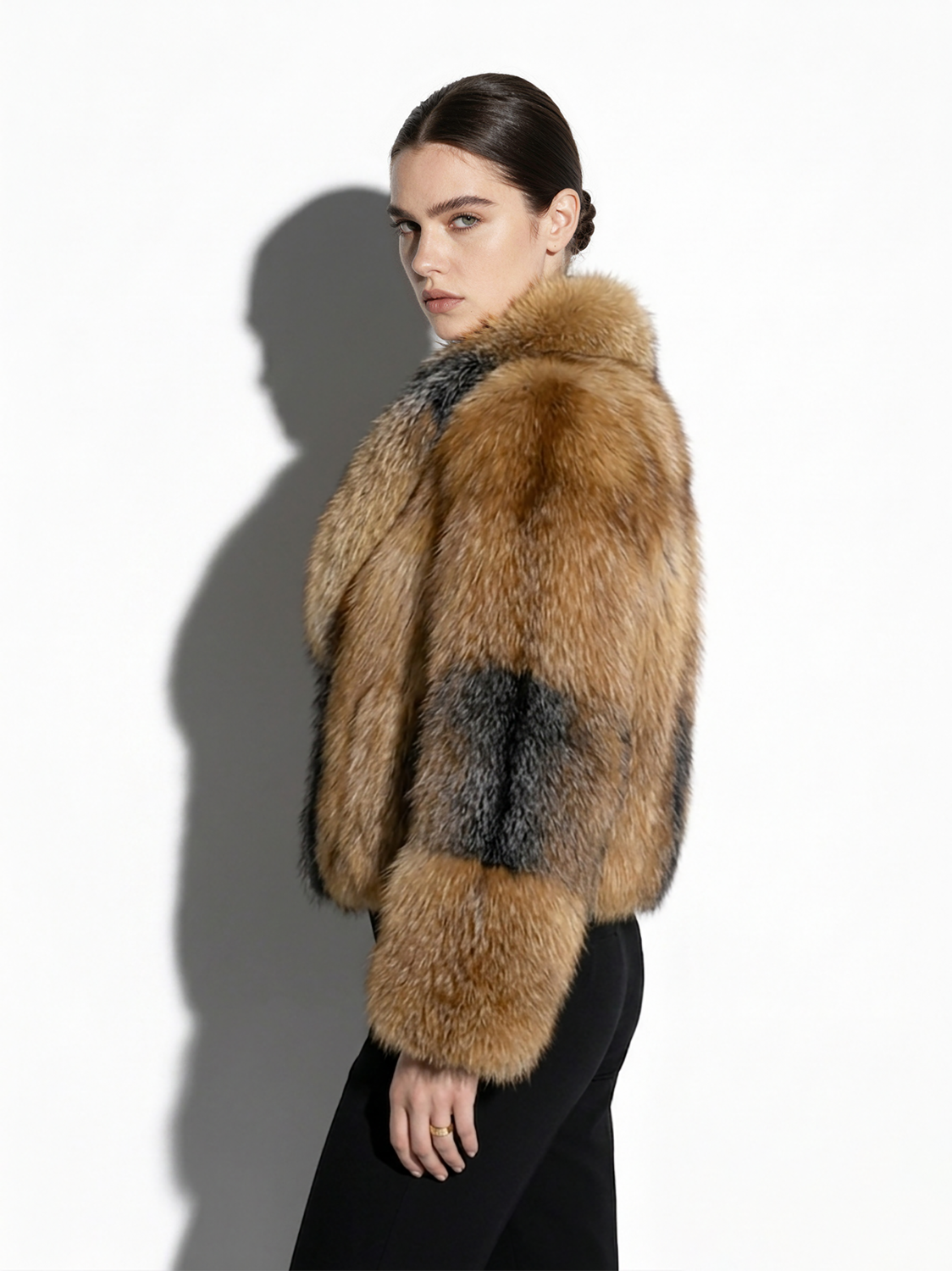 Gold Cross Fox Fur Jacket