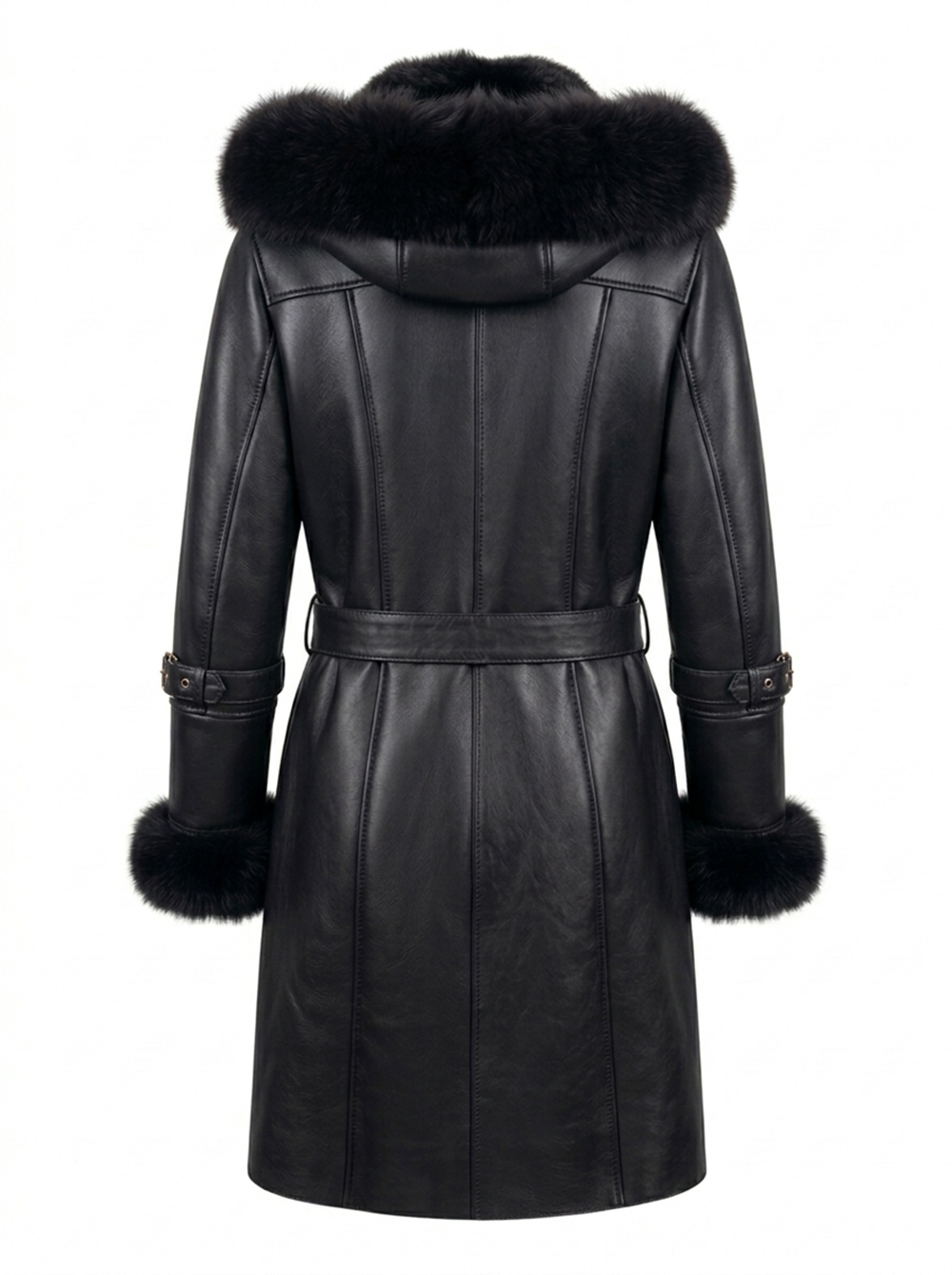 Fox Fur Hooded Shearling Overcoat – Belted