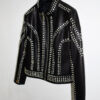 Women's Lambskin Black Genuine Leather Jacket - Studded Beaded