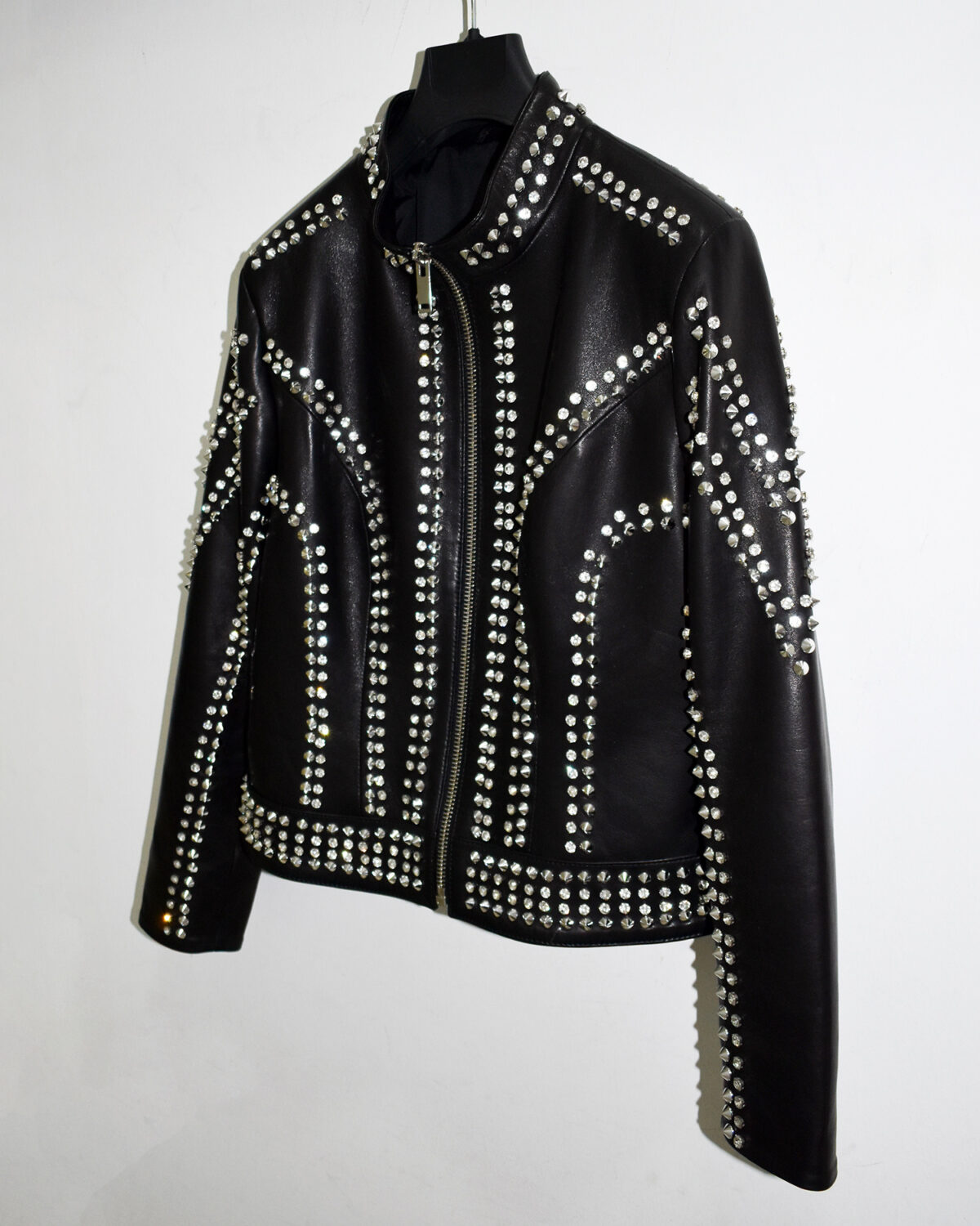 Women's Lambskin Black Genuine Leather Jacket - Studded Beaded