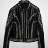 Women's Lambskin Black Genuine Leather Jacket - Studded Beaded
