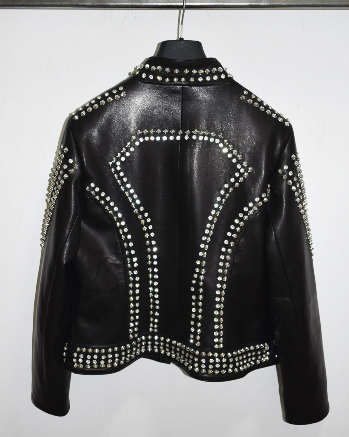 Women's Lambskin Black Genuine Leather Jacket - Studded Beaded