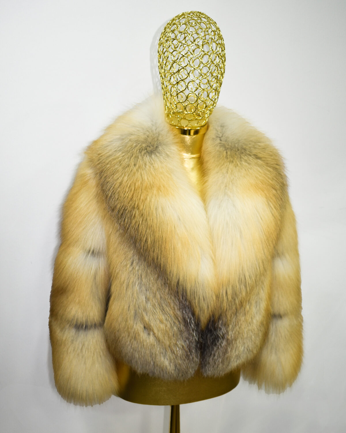 Golden Island Fox Fur Coat: Women's Luxury Handmade Jacket
