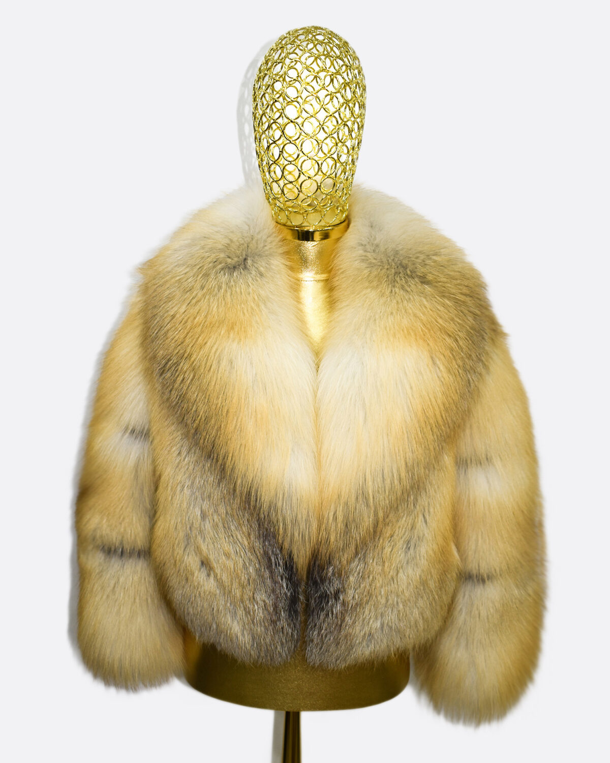 Golden Island Fox Fur Coat: Women's Luxury Handmade Jacket