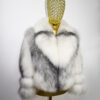 Arctic Marble Fox Fur Shadow White Coat: Women's Luxury Handmade Jacket
