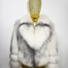 Arctic Marble Fox Fur Shadow White Coat: Women's Luxury Handmade Jacket
