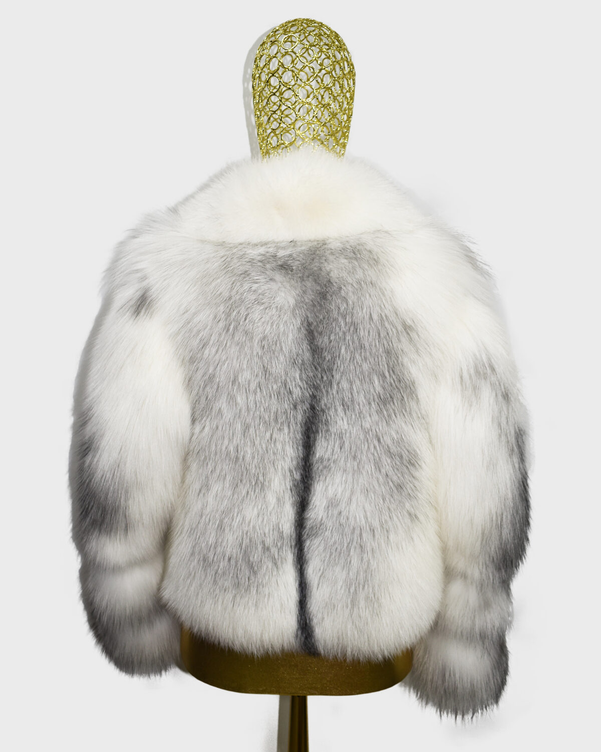 Arctic Marble Fox Fur Shadow White Coat: Women's Luxury Handmade Jacket