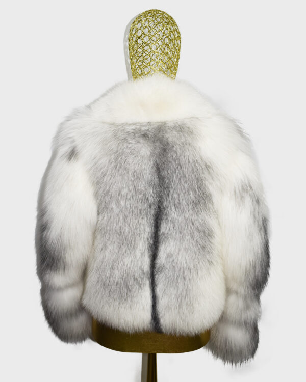 Arctic Marble Fox Fur Shadow White Coat: Women's Luxury Handmade Jacket