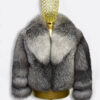 Grey Frost Fox Fur Coat: Women's Luxury Jacket