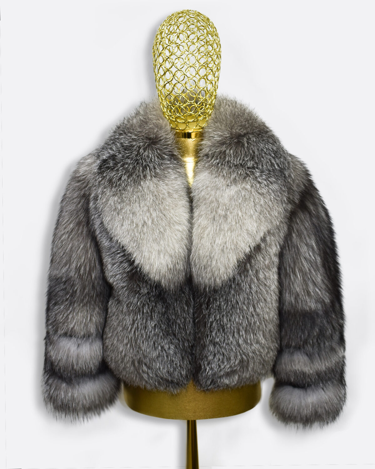 Grey Frost Fox Fur Coat: Women's Luxury Jacket