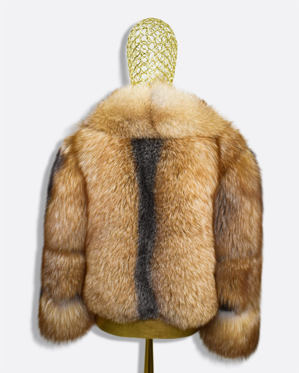 Gold Cross Fox Fur Coat: Women's Handmade Luxury Jacket