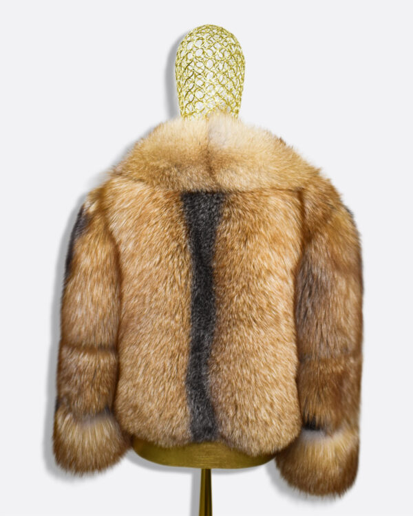 Gold Cross Fox Fur Coat: Women's Handmade Luxury Jacket