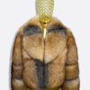 Gold Cross Fox Fur Coat: Women's Handmade Luxury Jacket