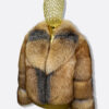 Gold Cross Fox Fur Coat: Women's Handmade Luxury Jacket