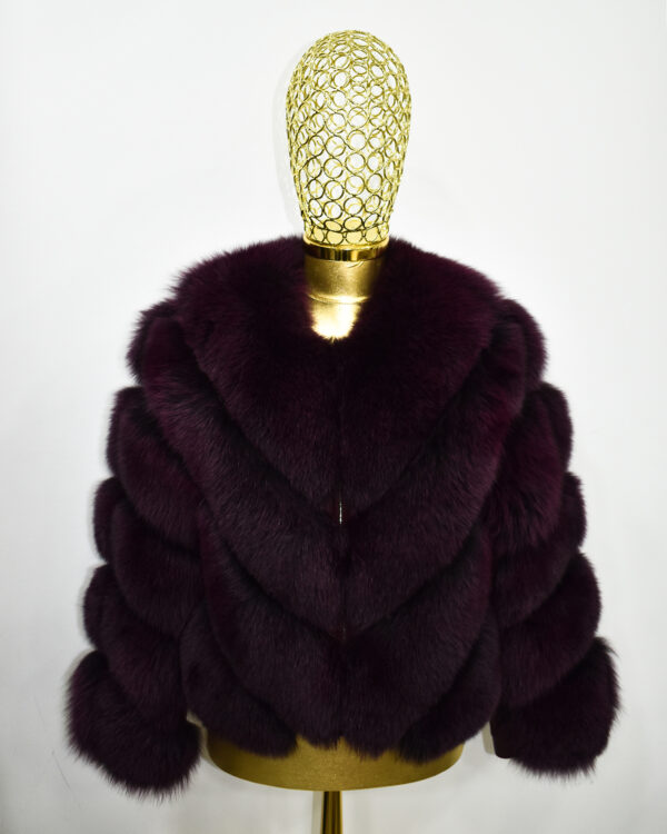 Bordeaux Fox Fur Coat: Women's Burgundy Luxury Handmade Jacket