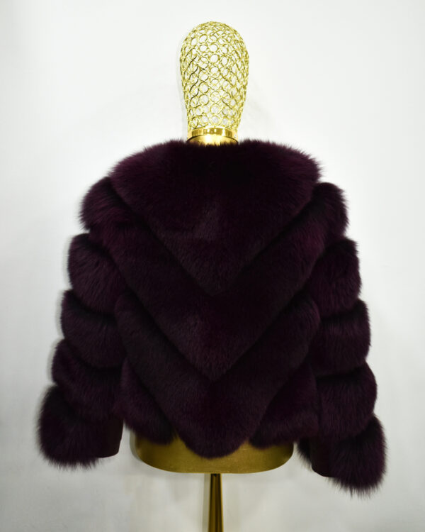 Bordeaux Fox Fur Coat: Women's Burgundy Luxury Handmade Jacket