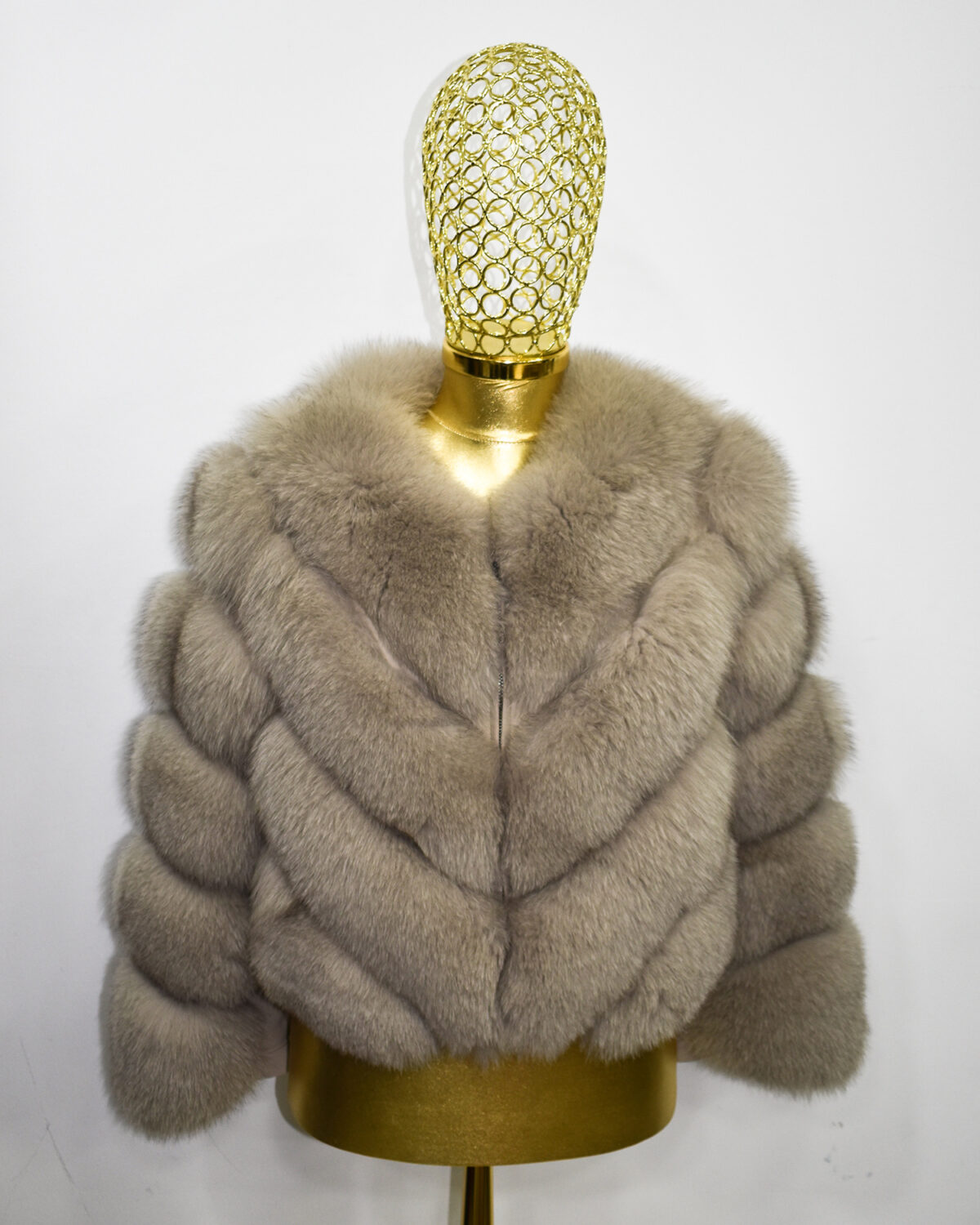 Beige Fox Fur Coat: Women's Luxury Handmade Jacket