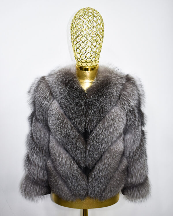 Handmade Grey Frost Fox Fur Coat: Women's Luxury Jacket