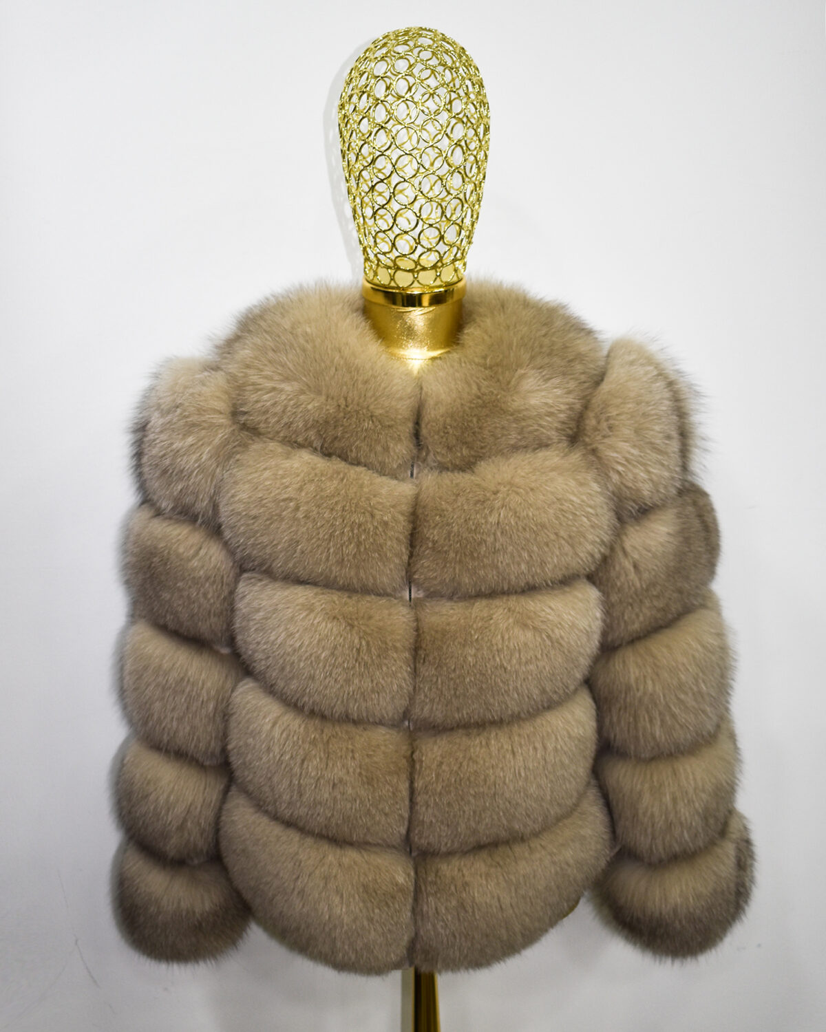 Beige Fox Fur Coat: Women's Luxury Handmade Jacket