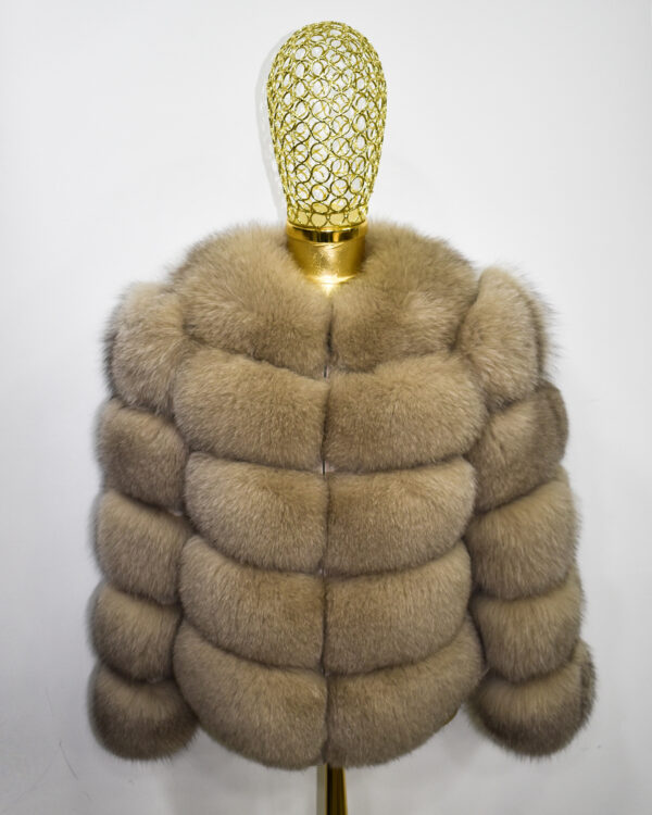Beige Fox Fur Coat: Women's Luxury Handmade Jacket