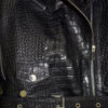 Crocodile Embossed Oversized Genuine Leather Motorcycle Biker Jacket