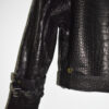 Crocodile Embossed Oversized Genuine Leather Motorcycle Biker Jacket