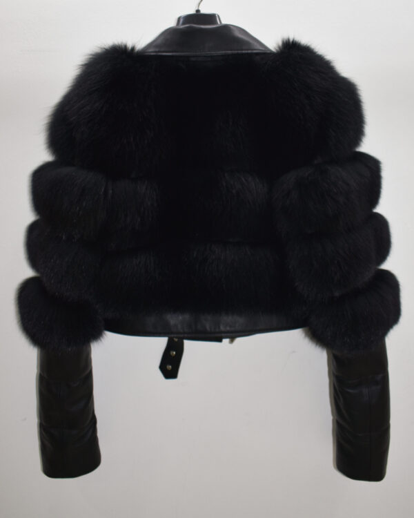 Fox Fur Trim Women's Genuine Leather Black Motorcycle Biker Jacket