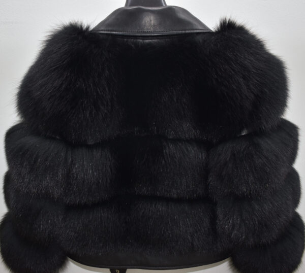 Fox Fur Trim Women's Genuine Leather Black Motorcycle Biker Jacket