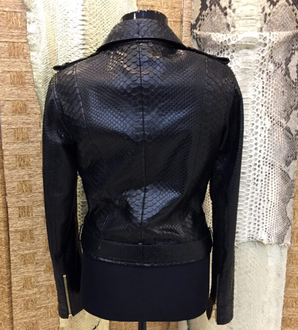 Genuine Python Leather Exotic Snake Skin Natural Black Biker Jacket