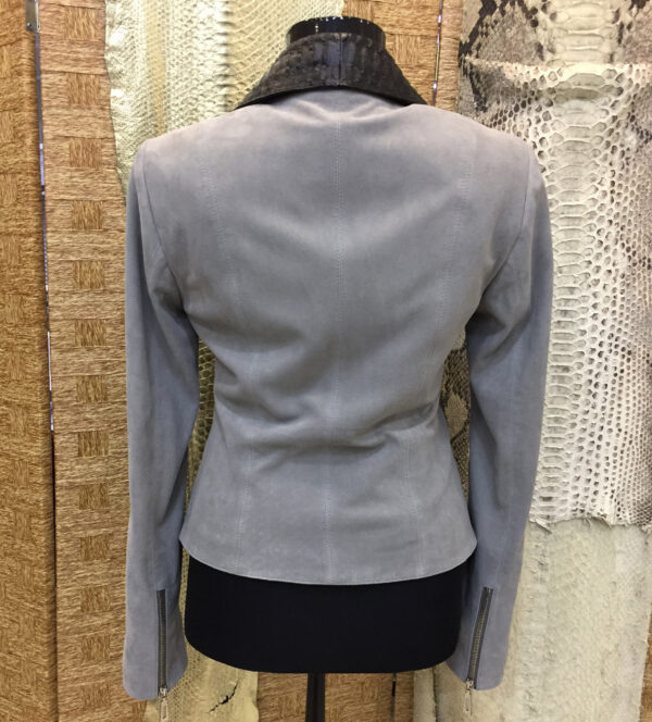 Real Python Skin Trim Genuine Suede Luxury White Biker Jacket