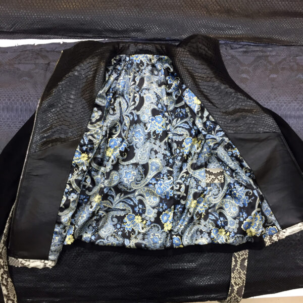 Real Python Skin Trim Genuine Suede Luxury Black White Belted Jacket