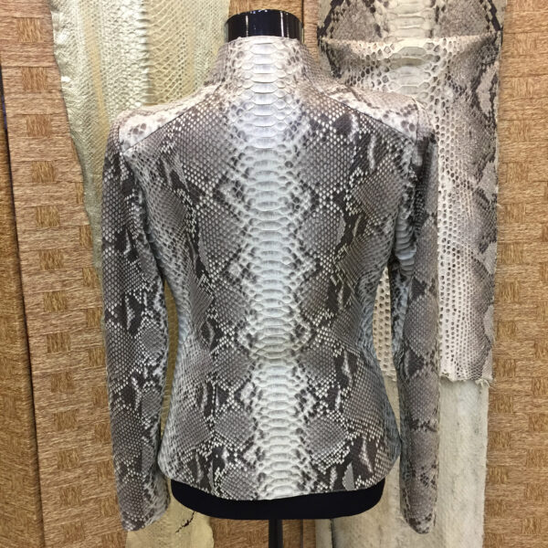 Genuine Python Leather Real Exotic Snake Skin Natural White Biker Jacket