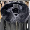 Fox Fur Hooded Shearling Overcoat: Women's Belted Black Fur Coat