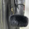 Fox Fur Hooded Shearling Overcoat: Women's Belted Black Fur Coat