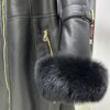 Fox Fur Hooded Shearling Overcoat: Women's Belted Black Fur Coat