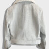 Genuine Python Leather Real Mink Fur Collar White Exotic Biker Jacket