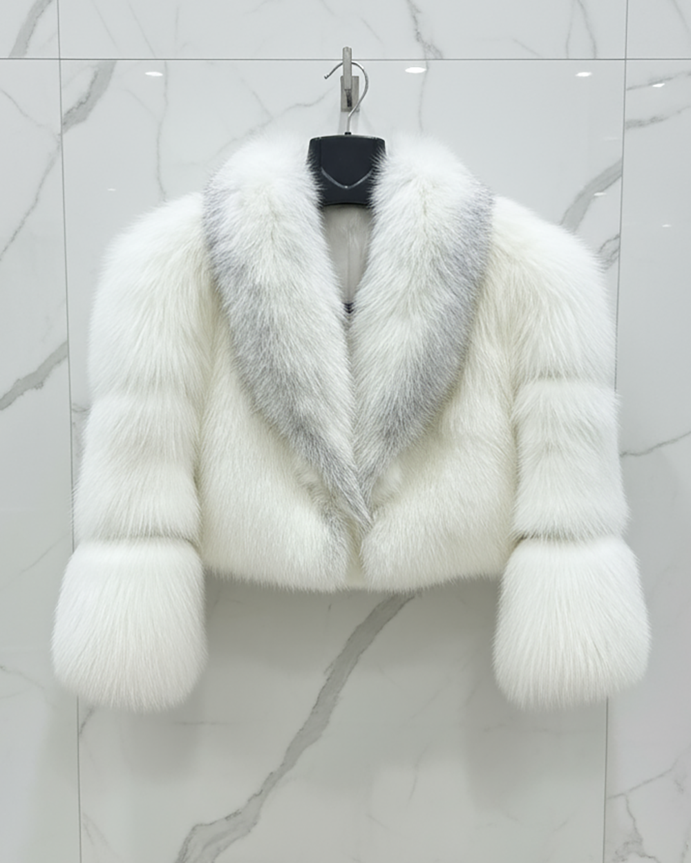 White Shadow Fox Fur Crop Jacket: Women's Luxury